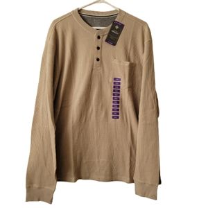 NWT XXL Tan Waffle Thermal Henley